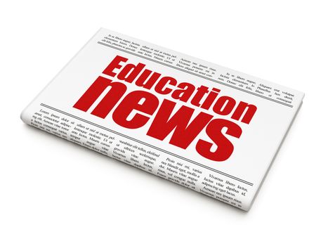 News news concept: newspaper headline Education News on White background, 3d render