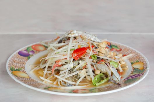 Spicy papaya salad with crab , asian favorite spicy dish
