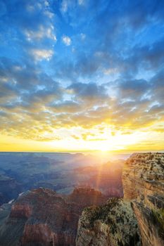 View of famous Grand Canyon at sunrise, USA