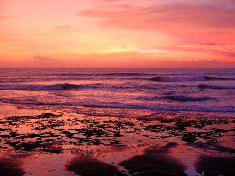 Ocean sunset in Bali, Indonesia.