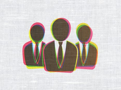 Law concept: CMYK Business People on linen fabric texture background, 3d render