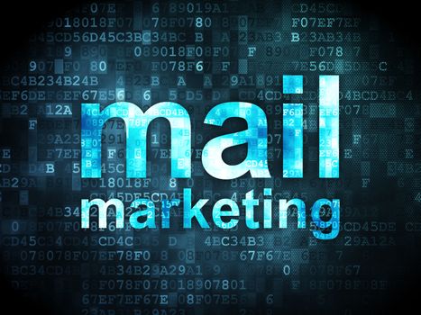 Marketing concept: pixelated words Mail Marketing on digital background, 3d render