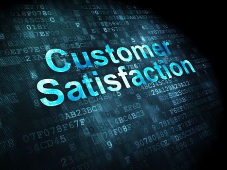 Marketing concept: pixelated words Customer Satisfaction on digital background, 3d render