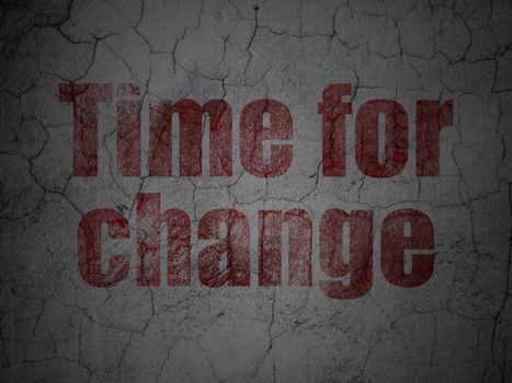 Time concept: Red Time for Change on grunge textured concrete wall background, 3d render