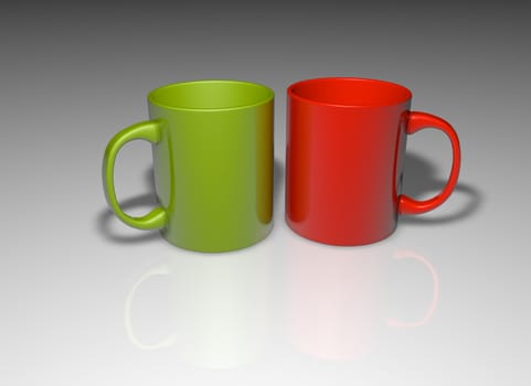 Cups on a white background