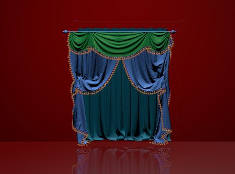 Curtain on red background