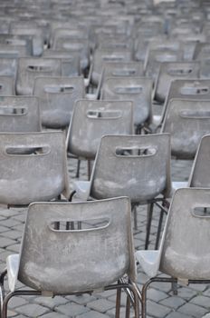 Empty grey chairs