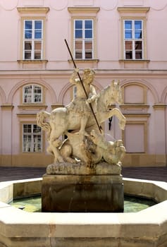 Fountain of Saint George Built in the mid-17th century in the Grassalkovich Palace. Bratislava. slovakia