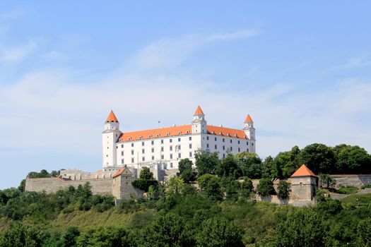 Bratislava castle. Situated on a plateau 85 metres (279 ft) above the Danube. First stone was setlled in the 10th century. Slovakia