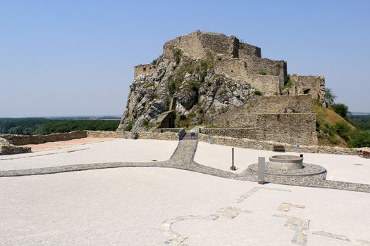 Devin castle Yard (near Bratislava at the border with Austria). Slavac Republic 