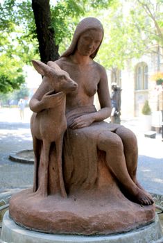 Famous fountain Girl with a deer (Diane). Bratislava. Slovakia