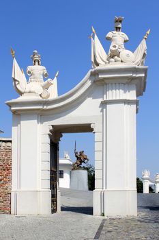 Gate detail of Bratislava castle. Situated on a plateau 85 metres (279 ft) above the Danube. First stone was setlled in the 10th century. Slovakia