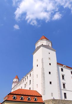 Bratislava castle. Situated on a plateau 85 metres (279 ft) above the Danube. First stone was setlled in the 10th century. Slovakia