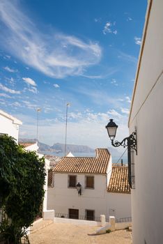 Traditional Mediterranean village street , Altea,  Costa Blanca, Spain