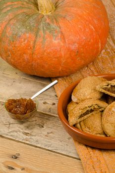 Homemade pumpkin pastry  next to its main ingredient