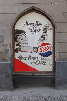 ancient advertizing of Pepsi on city wall