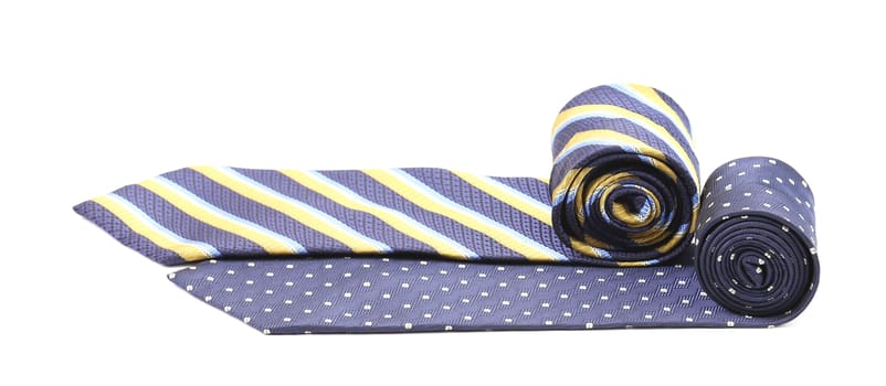 Two rolled ties isolated on a white background