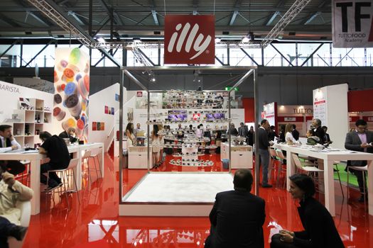 Illy Caffè coffee machines in exhibition at Tuttofood 2013, Milano World Food Exhibition.