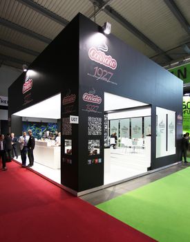 People visit Made in Italy food productions at Tuttofood 2013, World Food Exhibition during Food Week in Milano, Italy.