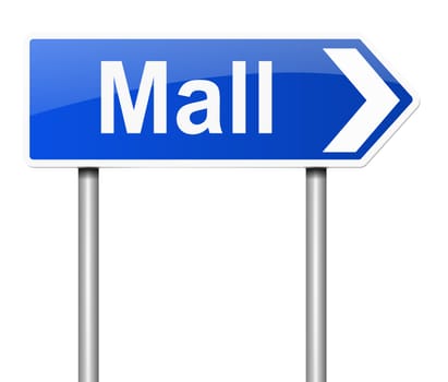 Illustration depicting a sign directing to the Mall .