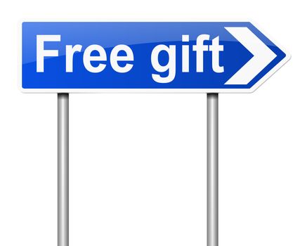 Illustration depicting a sign with a free gift concept.