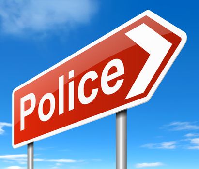 Illustration depicting a sign directing to the Police.