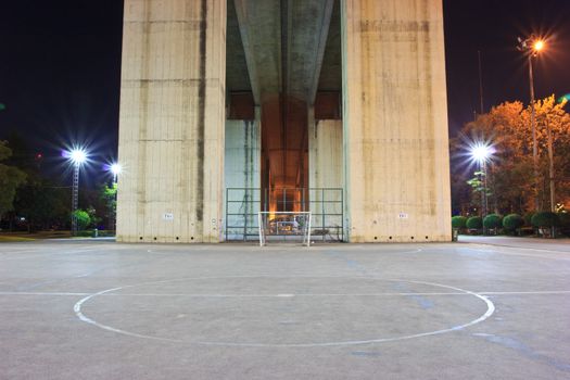 goal on stone soccer field