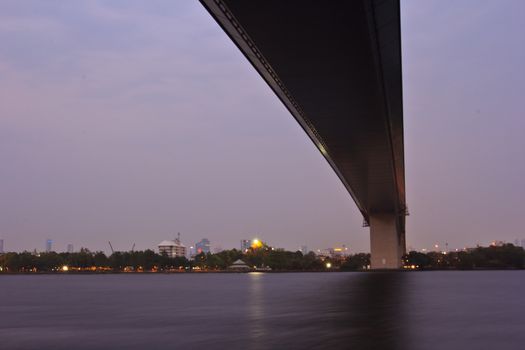 Thailand Rama XIIII  Bridge in the evening