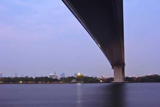 Thailand Rama XIIII  Bridge in the evening