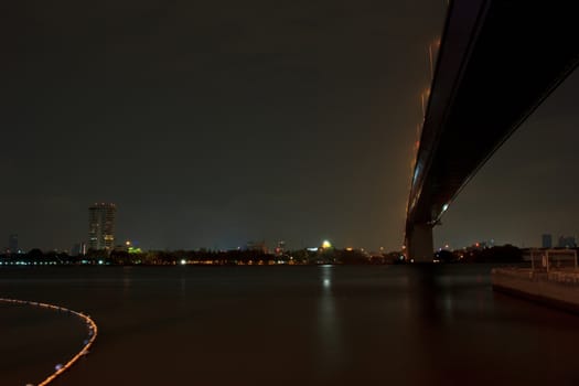 Thailand Rama XIIII  Bridge at night