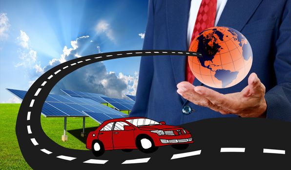 Electric cars with solar energy concept