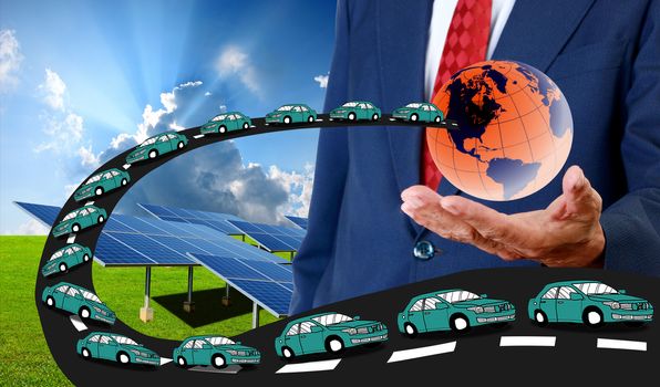 Electric cars with solar energy concept