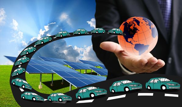 Electric cars with solar energy concept