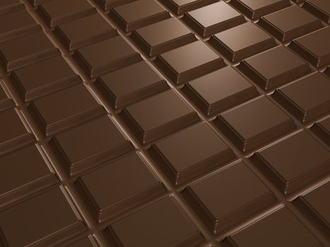 chocolate bar, rectangles, texture. 3d render