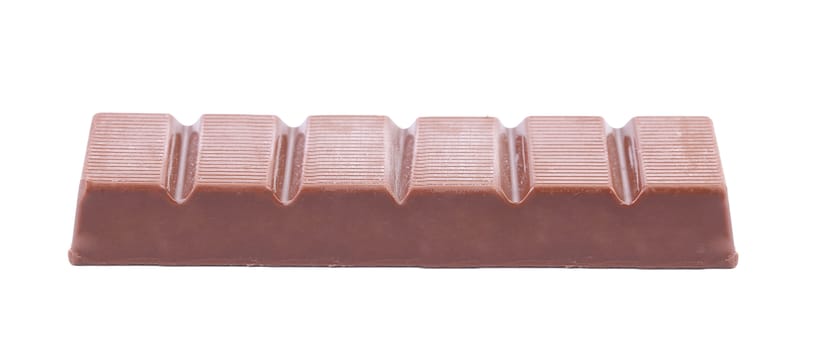 Close up of chocolate bar. Isolated. On a white background