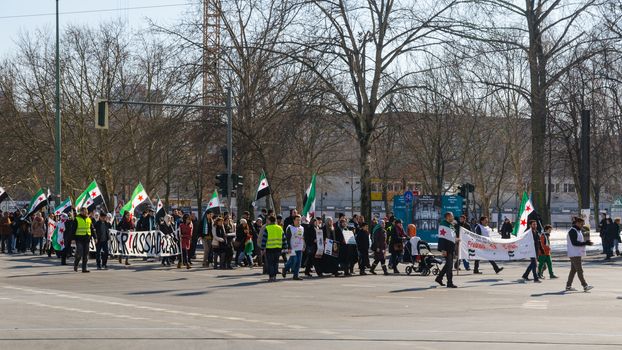 BERLIN - MARCH 16: Anti-Assad opposition demonstration against ruling regime of Bashar al-Assad on March 16, 2013 in Berlin.