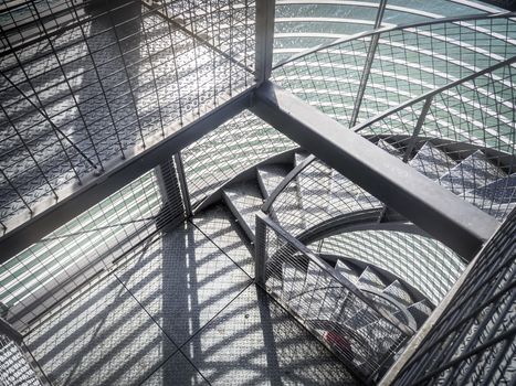 Closeup of metal stairs of a belvedere