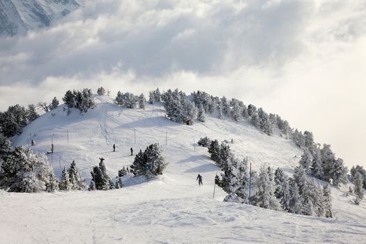 Skiing slope in the French Alpes