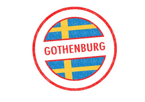 Passport-style GOTHENBURG rubber stamp over a white background.