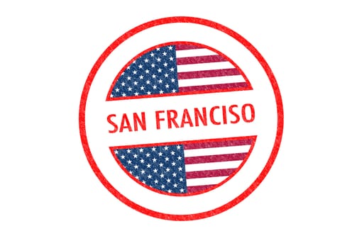 Passport-style SAN FRANCISCO rubber stamp over a white background.
