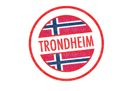 Passport-style TRONDHEIM rubber stamp over a white background.