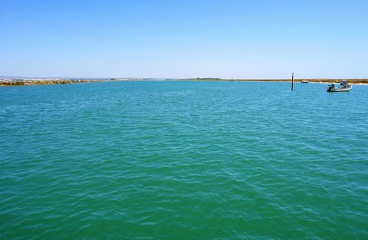 View of Ria Formosa, natural conservation region in Algarve, Portugal. 