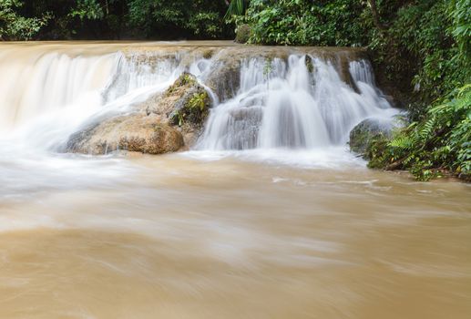 Thailand waterfall in Kanjanaburi, Kroeng Kra Via Waterfall