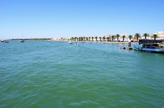 View of Ria Formosa, natural conservation region in Algarve, Portugal. 