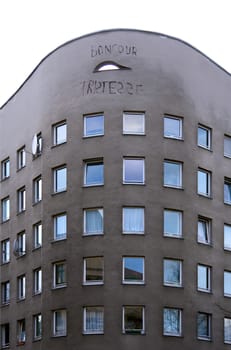 Famous building "Bonjour Tristesse" exterior pattern, Berlin, Germany, project of the Portuguese architect Siza Vieira