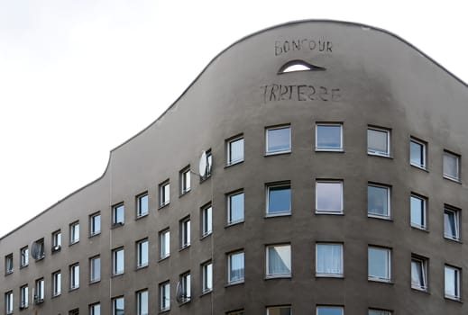 Famous building "Bonjour Tristesse" exterior pattern, Berlin, Germany, project of the Portuguese architect Siza Vieira