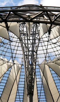 Futuristic roof at Sony Center, Potsdamer Platz, Berlin, Germany. 