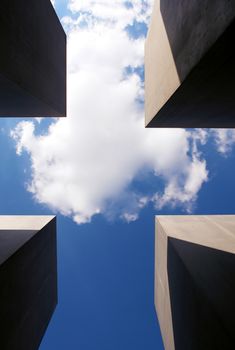 The Holocaost monument in Berlin, Germany (consist of 2711 concrete blocks whit diferent hights and paralel aligment placed on 19.000 squaremeters urban area)