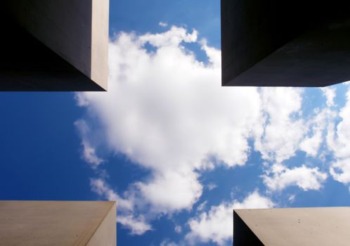 The Holocaost monument in Berlin, Germany (consist of 2711 concrete blocks whit diferent hights and paralel aligment placed on 19.000 squaremeters urban area)