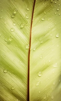 banana leaf with water drops